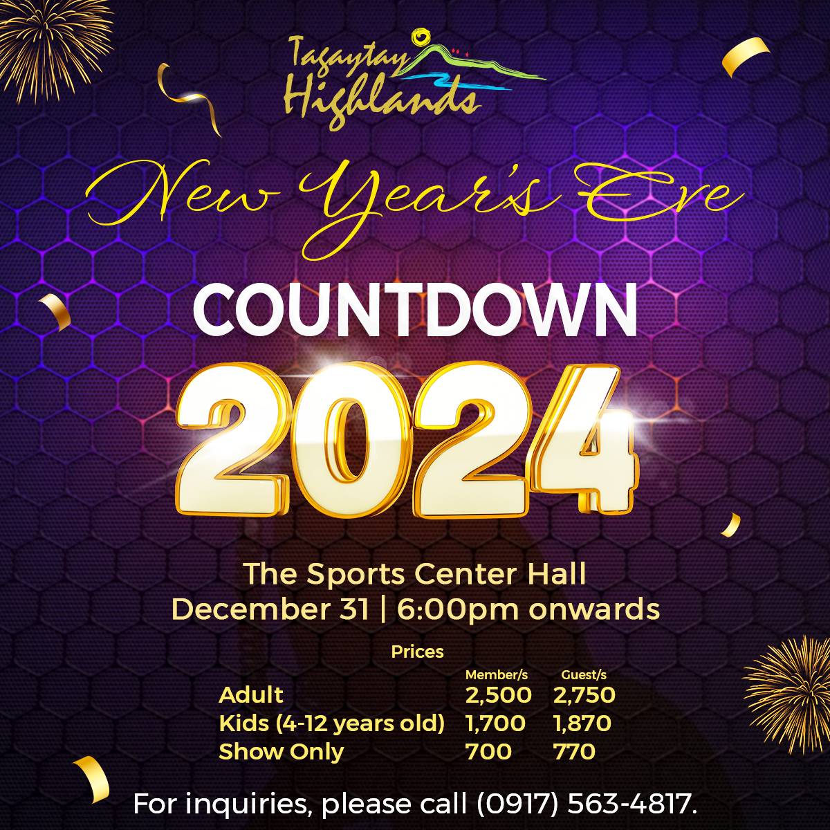 New Year's Countdown 2024 Tagaytay Highlands Properties